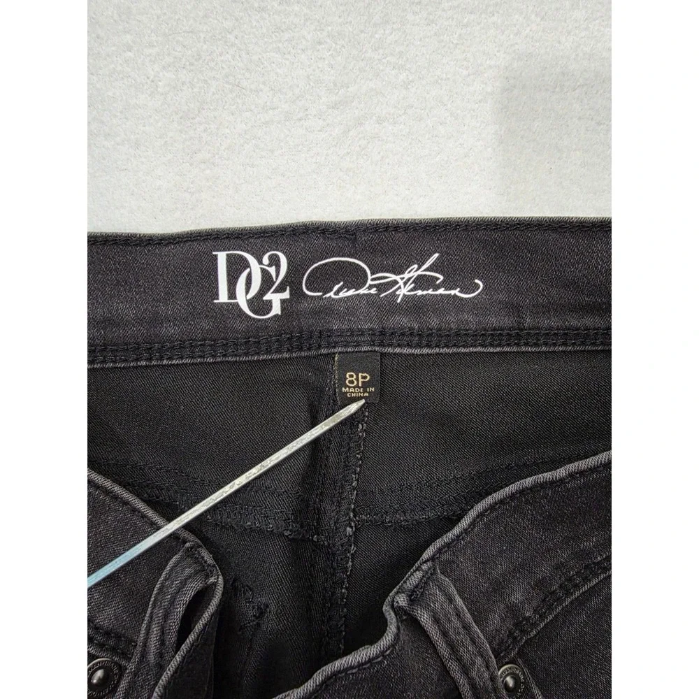 DG2 Diane Gilman Lace Up Ankle Crop Jeans 8P Black Denim High Rise Goth